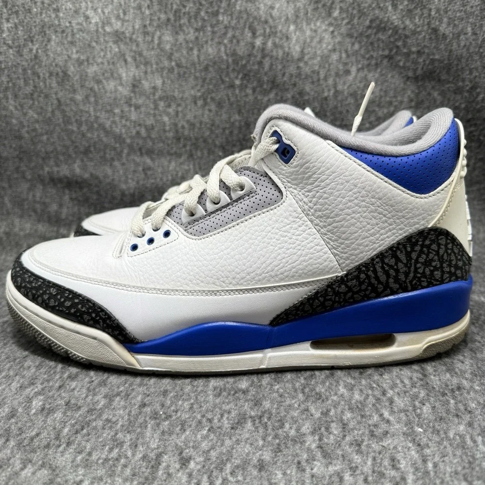Nike Air Jordan 3 Retro Wizards True Blue White CT8532-148 Men's Size 12